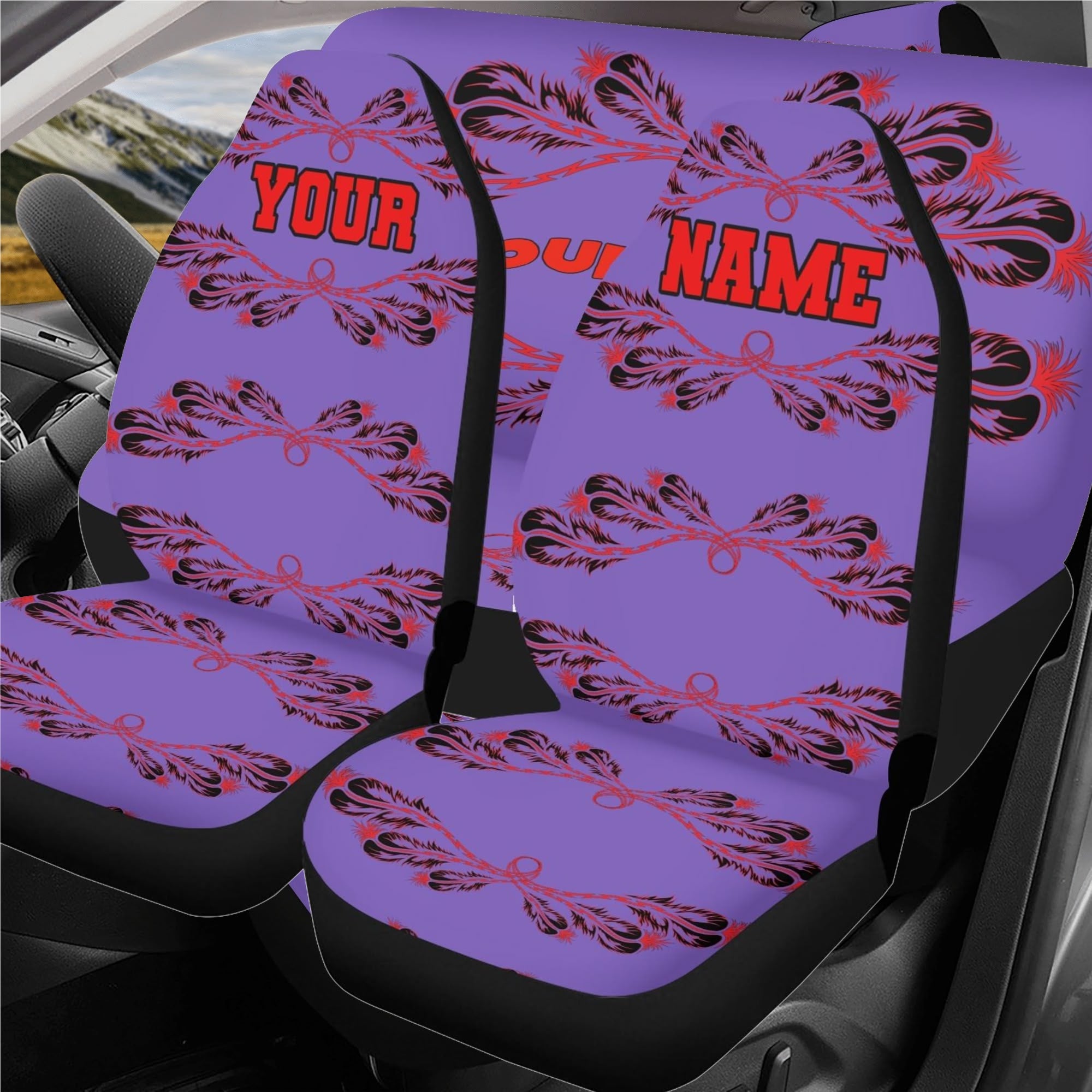 Vehicle Car Seat Cover Set personalize purple (set of 4)