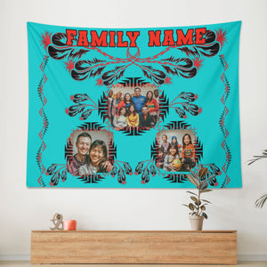 Wall Tapestry personalize with family name and pictures pic 6 Sizes