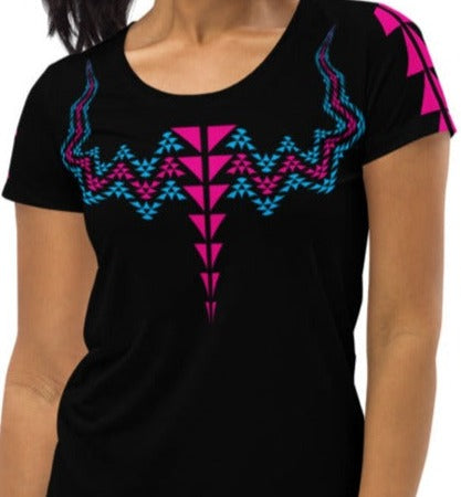 T-shirt  pink n blue design Women's Athletic