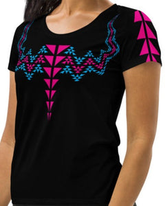 T-shirt  pink n blue design Women's Athletic